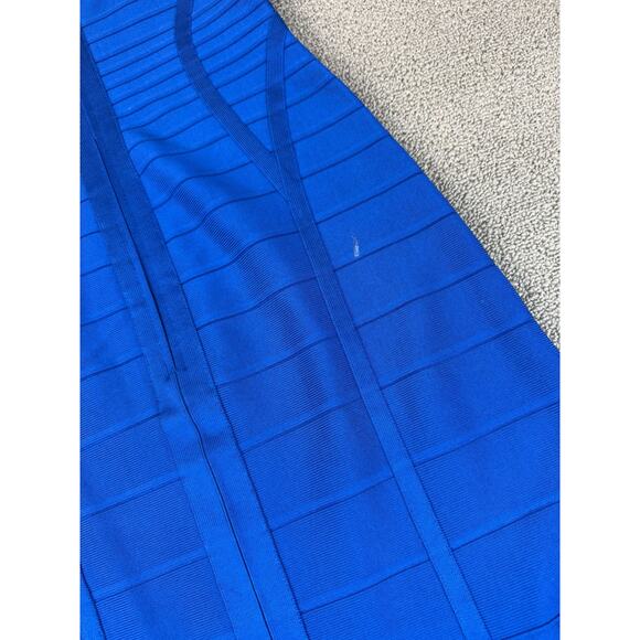 Hervé Léger Women's Medium Blue V Neck Dress Gown - Picture 6 of 16